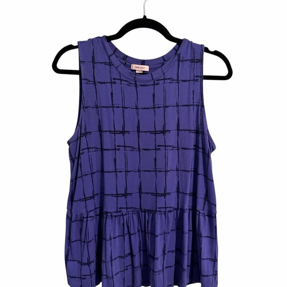 Nine West sleeveless purple/blue and black blouse L